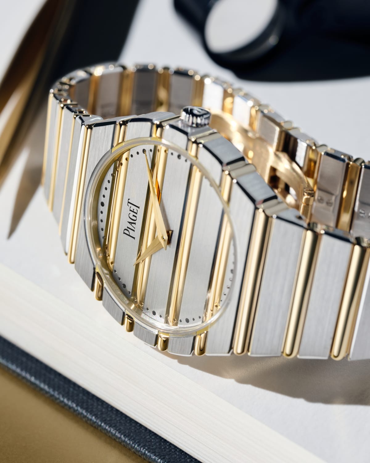 The Piaget Polo 79’s new two-tone watch detail